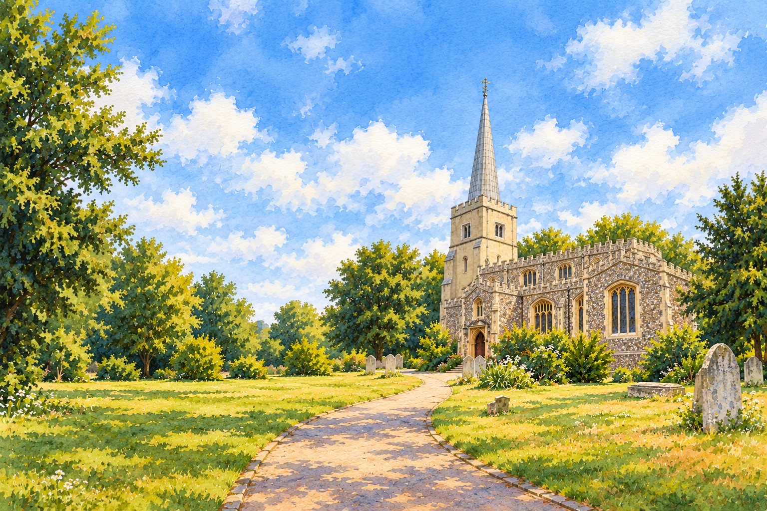 Artist's impression of St Mary's Church on Harrow on the Hill